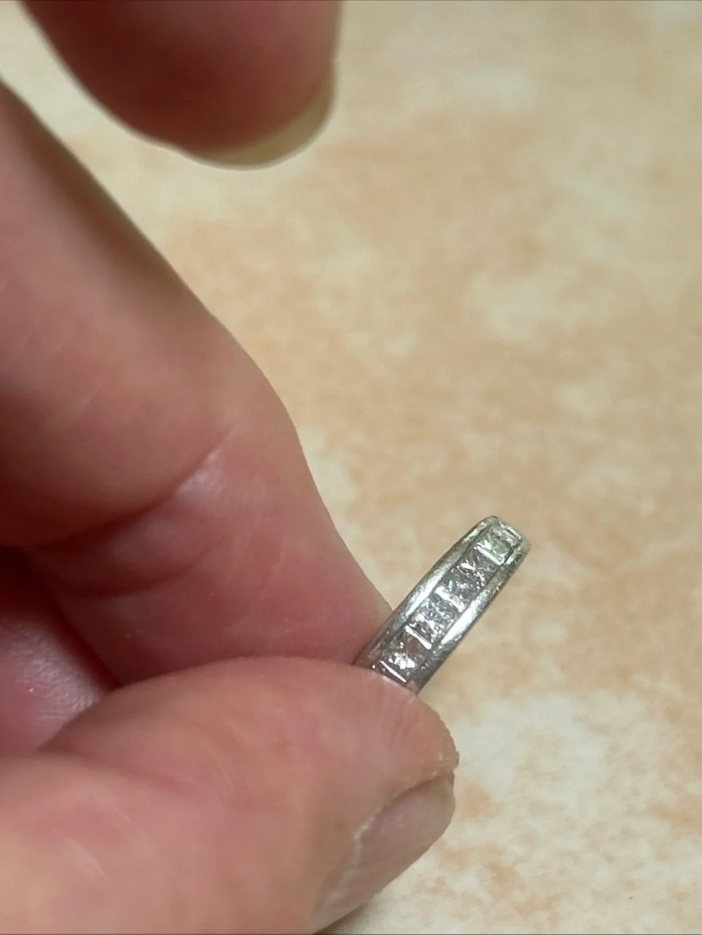 Platinum 12 Princess Cut Diamond Band Ring 0.85cts Art Deco Women Sz 7 Vintage.